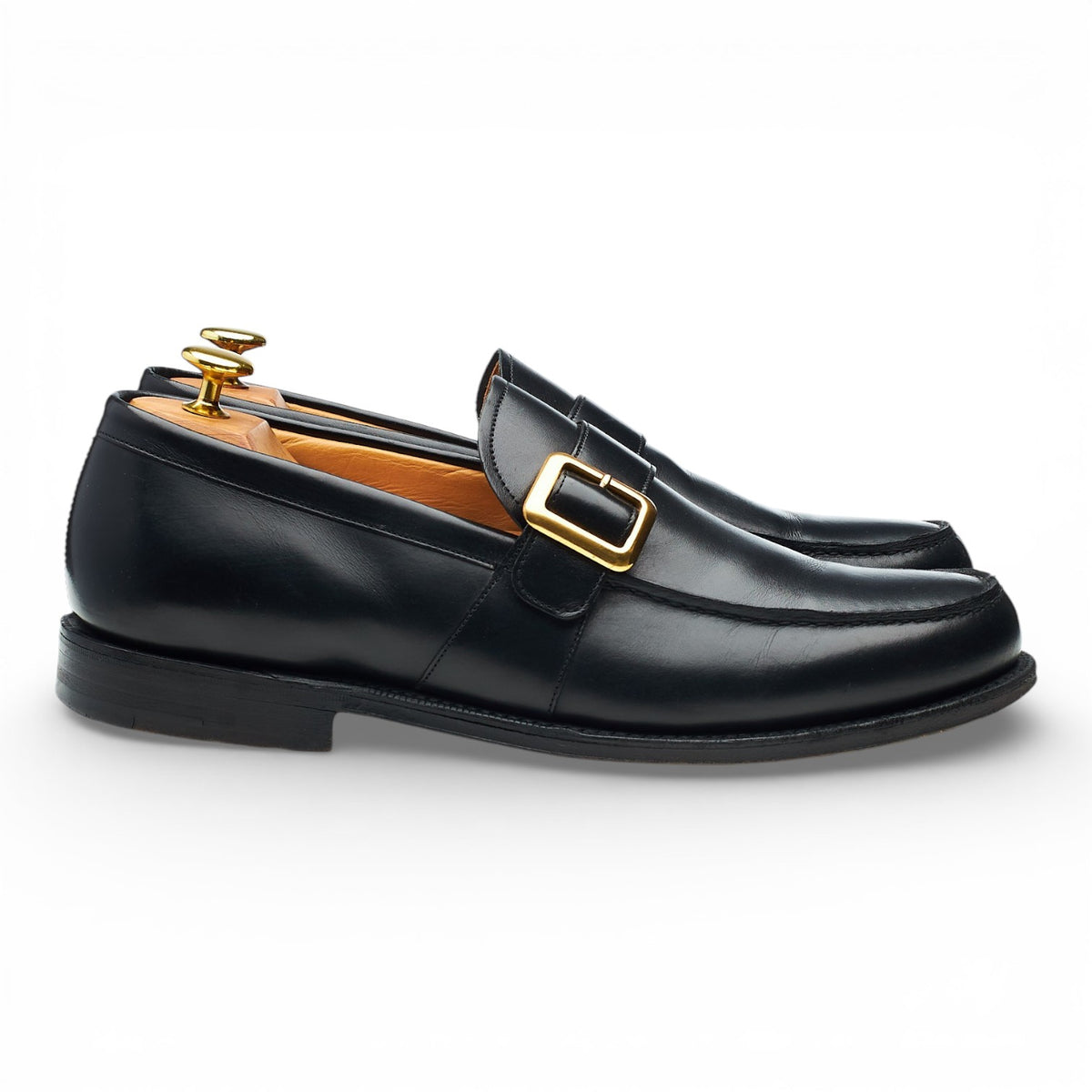 'Caldbeck' Black Leather Monk Strap Loafers UK 9 F