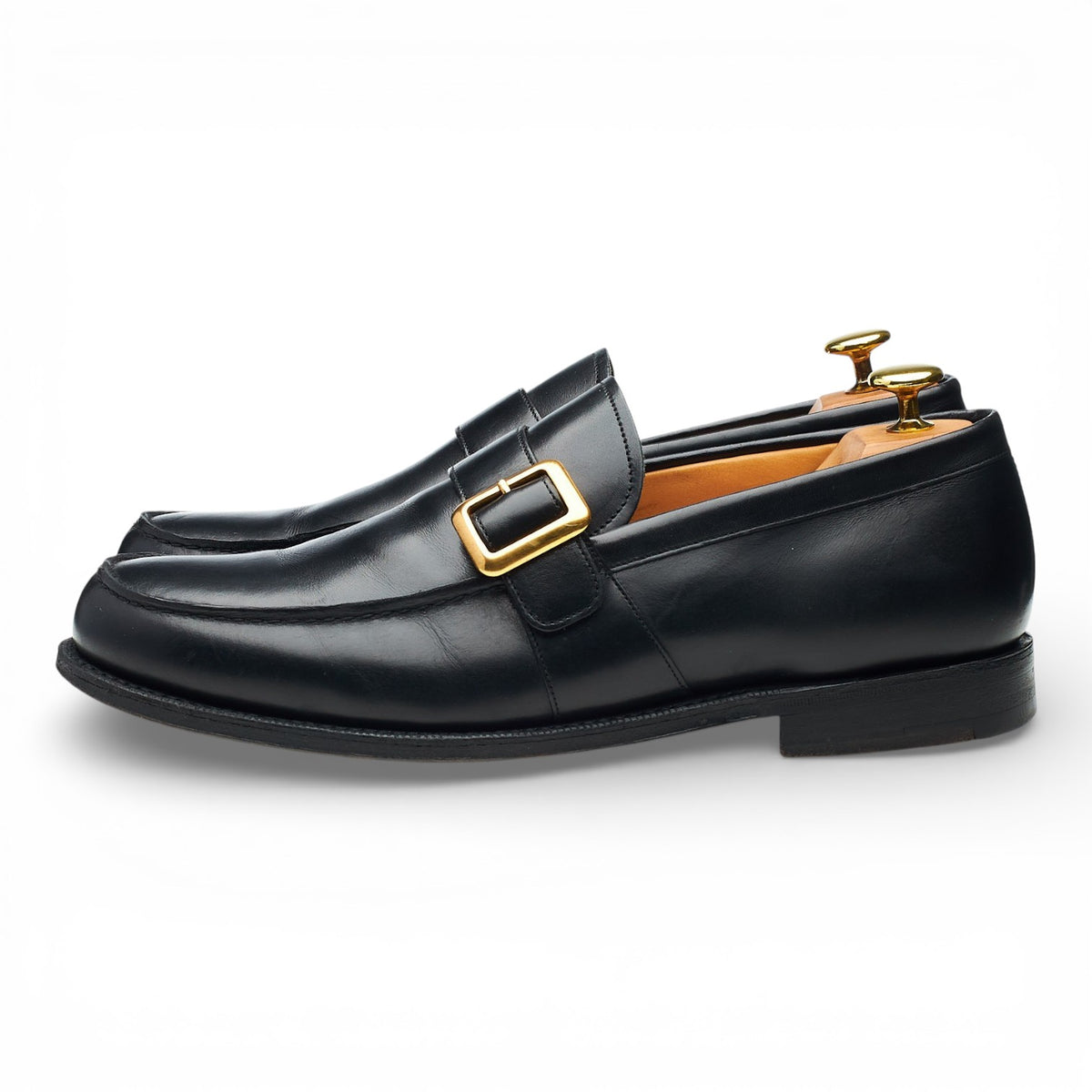 'Caldbeck' Black Leather Monk Strap Loafers UK 9 F