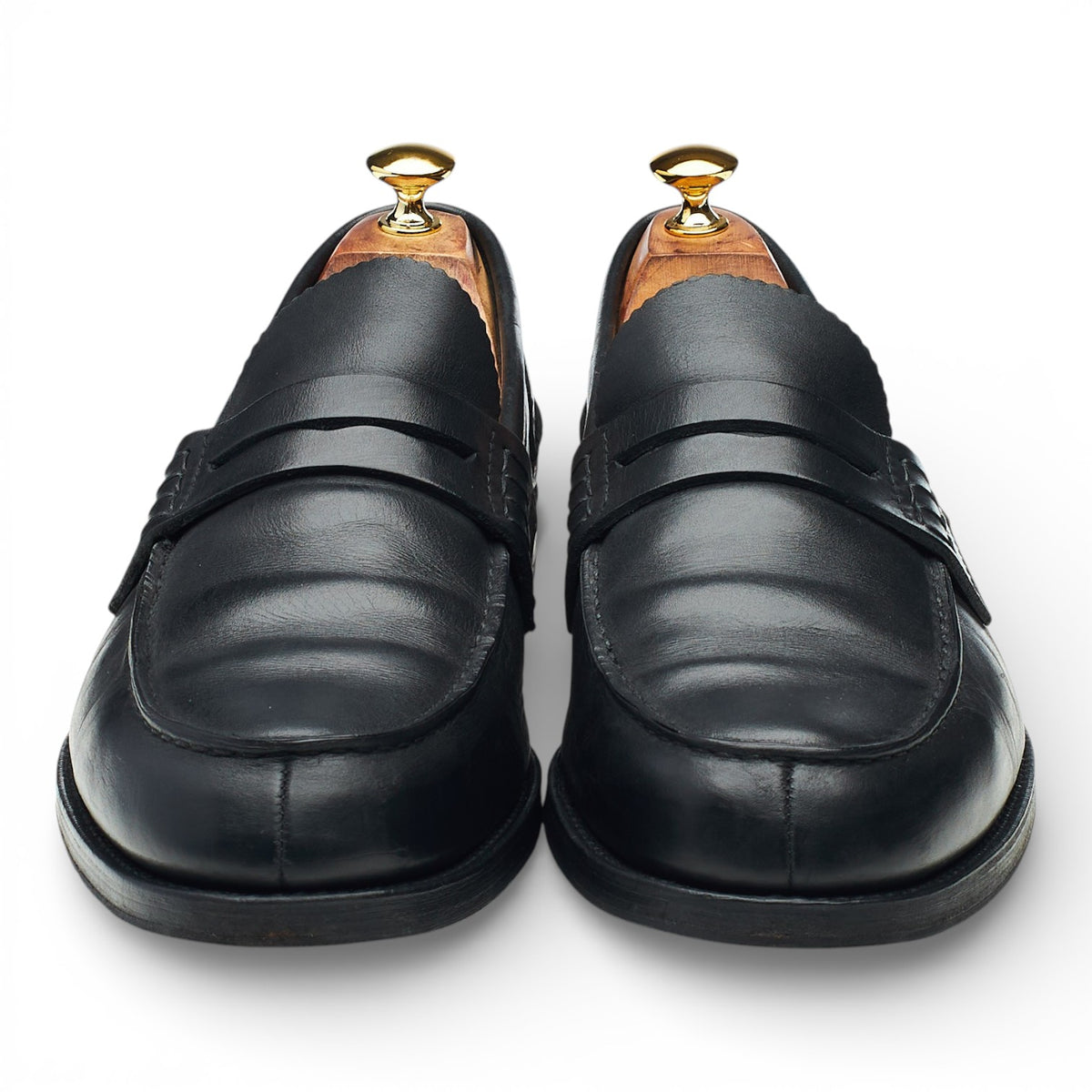 'Pembrey' Black Leather Unlined Loafers UK 11 G