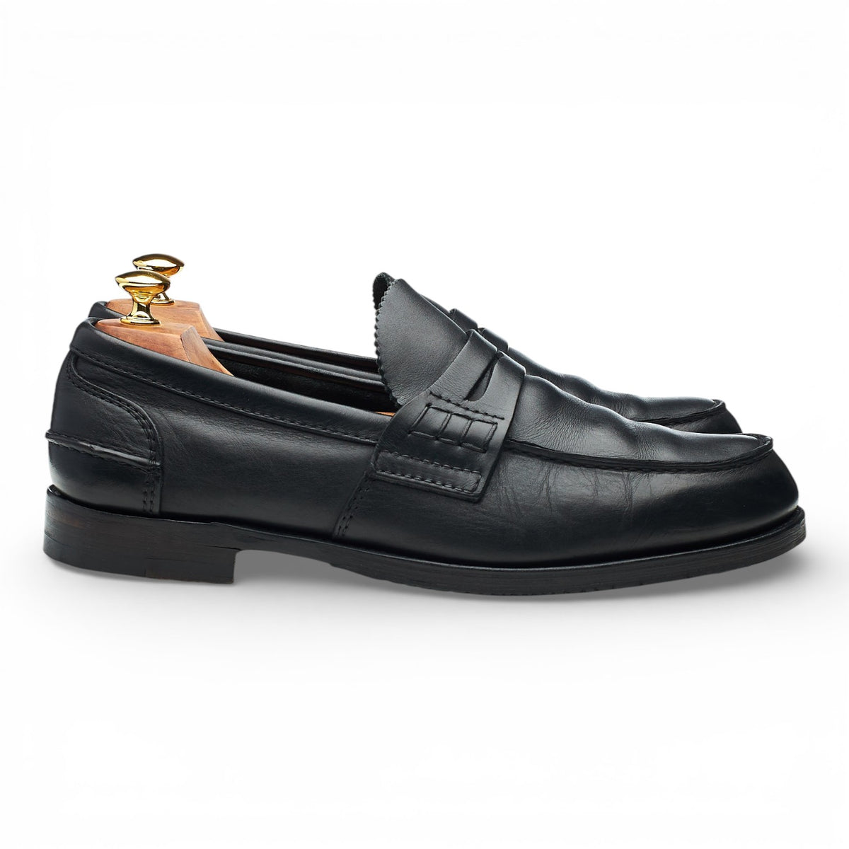'Pembrey' Black Leather Unlined Loafers UK 11 G