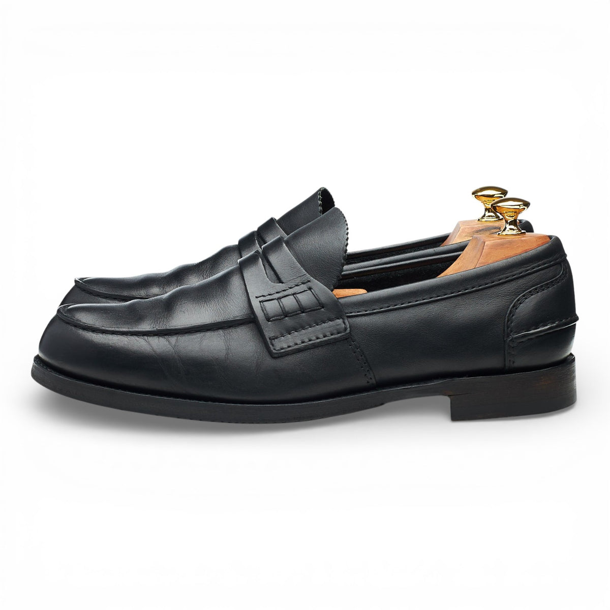 'Pembrey' Black Leather Unlined Loafers UK 11 G