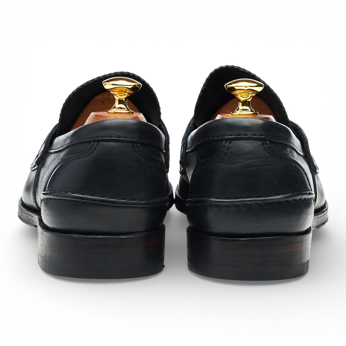 'Pembrey' Black Leather Unlined Loafers UK 11 G