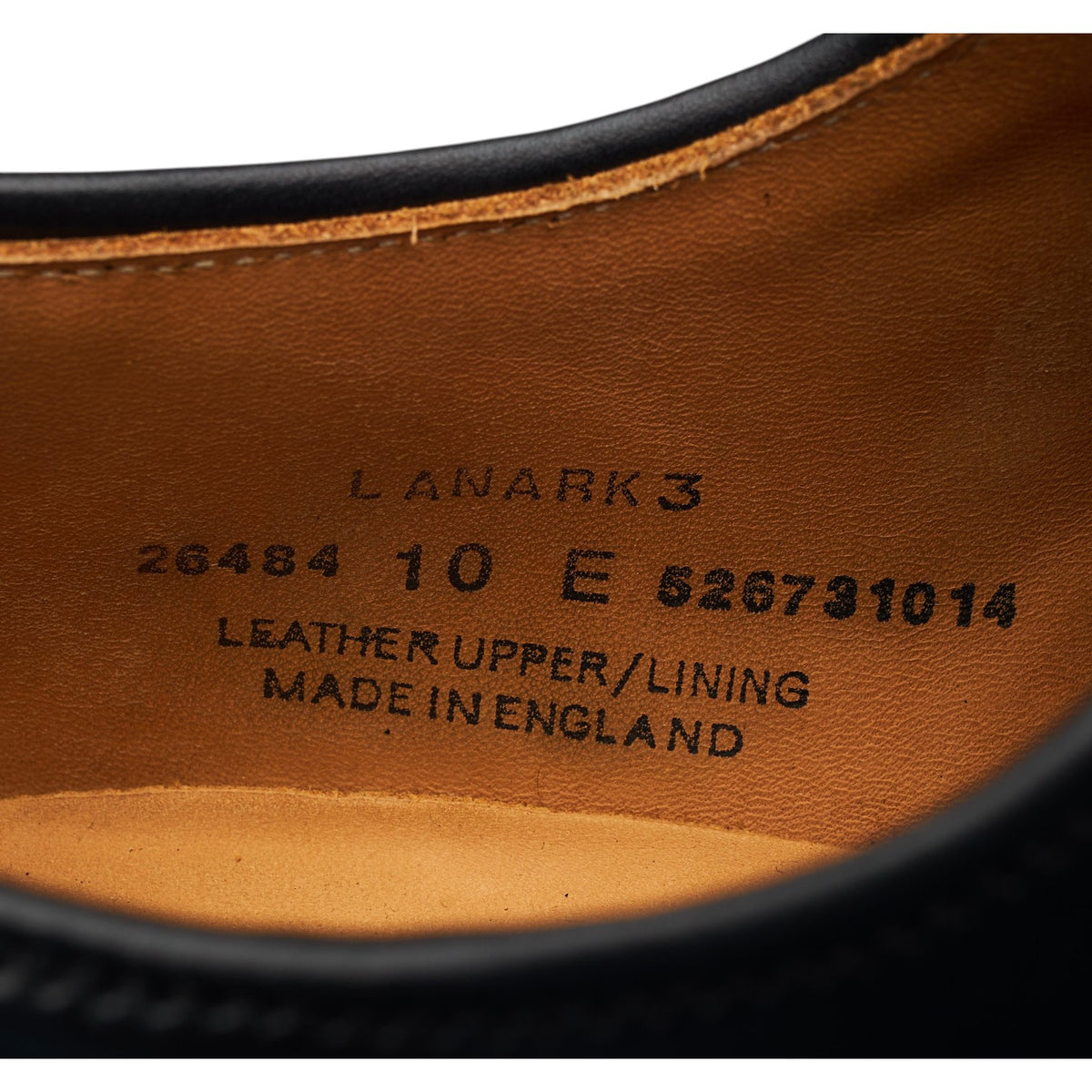 'Lanark 3' Black Leather Derby UK 10 E