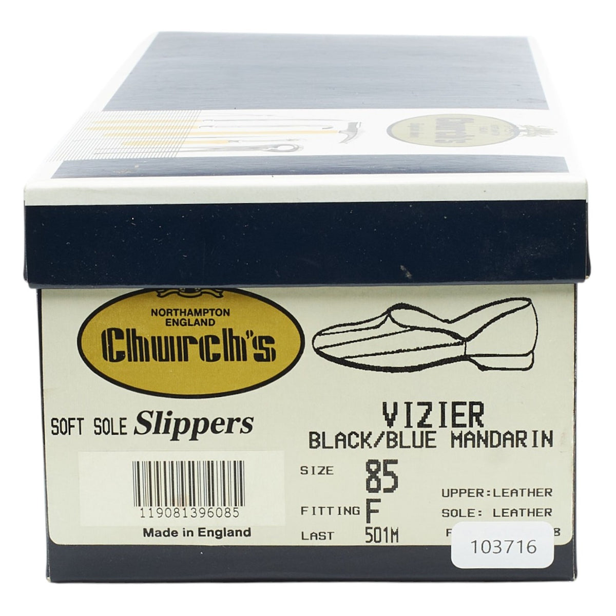 'Vizier' Black and Blue Leather Slippers UK 8.5 F