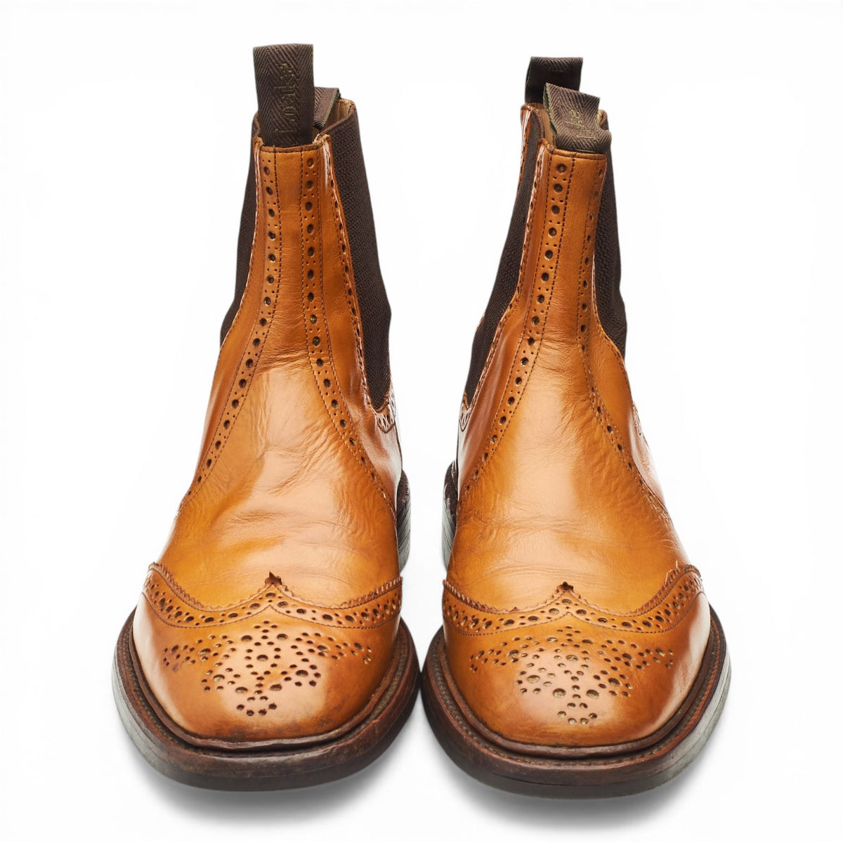 1880 'Thirsk' Tan Brown Leather Brogue Chelsea Boots UK 9 F
