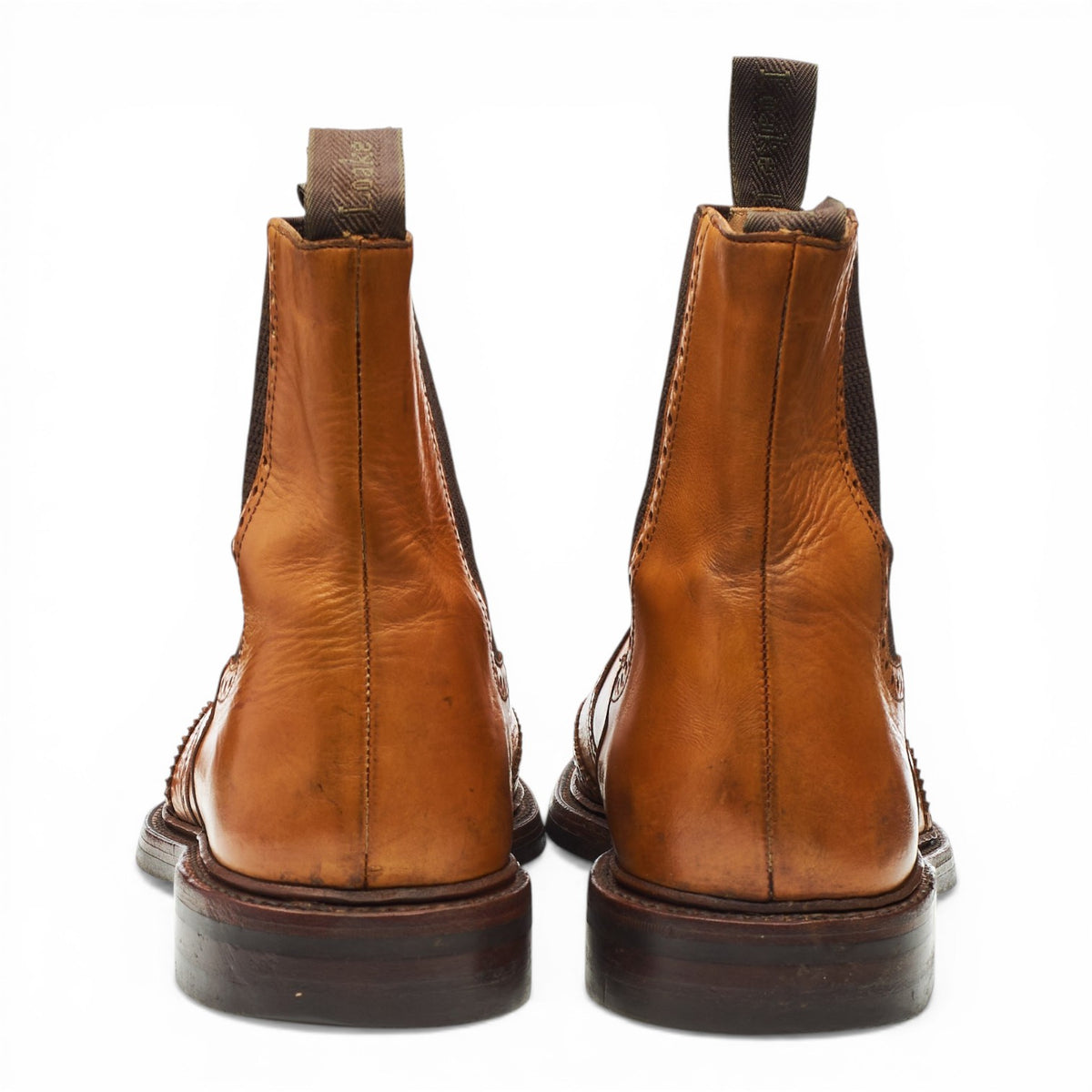 1880 'Thirsk' Tan Brown Leather Brogue Chelsea Boots UK 9 F