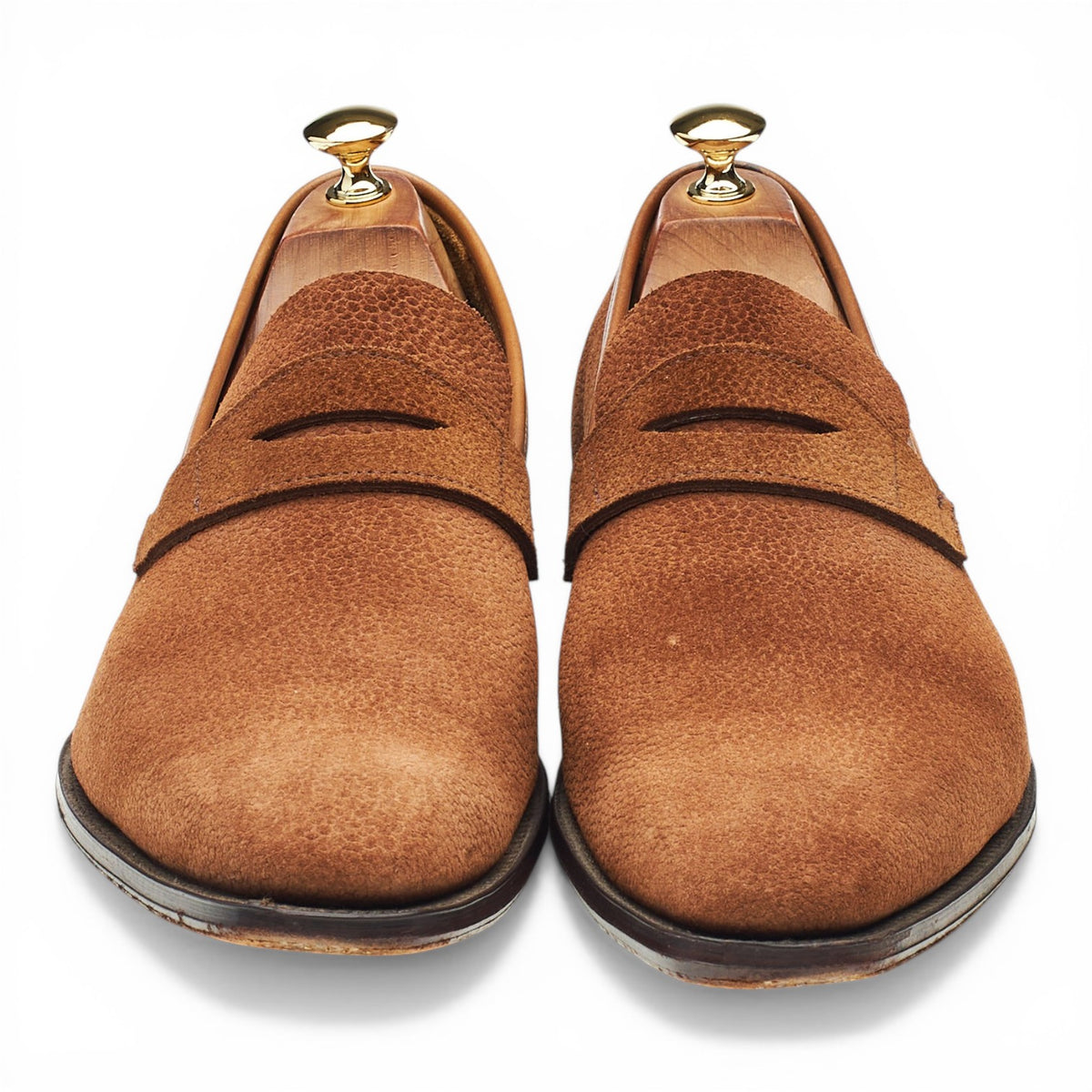 Tan Brown Grain Suede Unlined Loafers UK 10.5 E