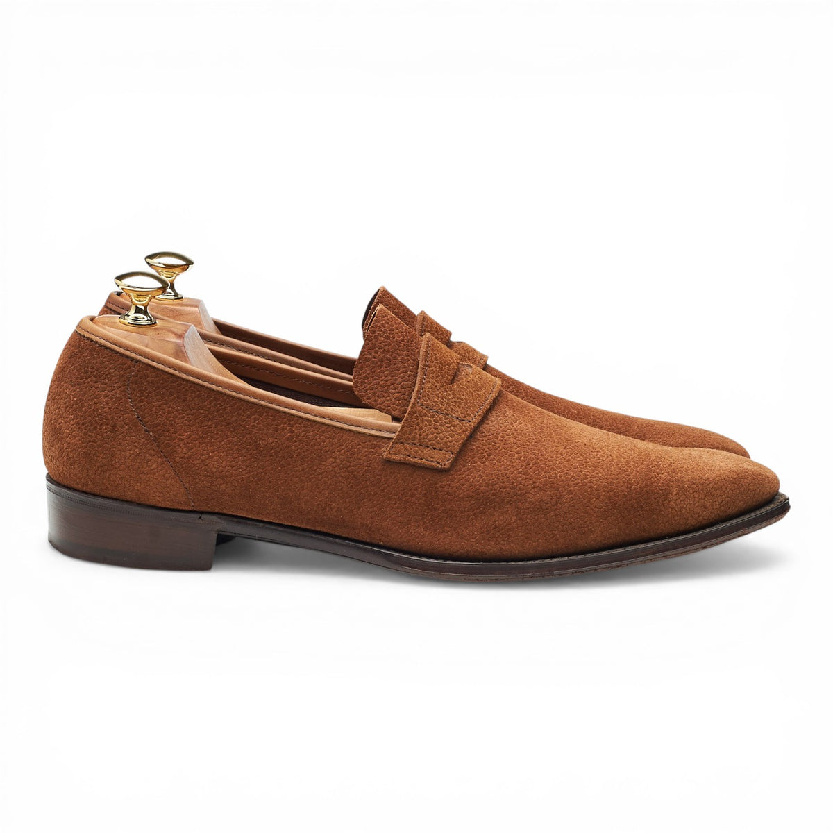 Tan Brown Grain Suede Unlined Loafers UK 10.5 E