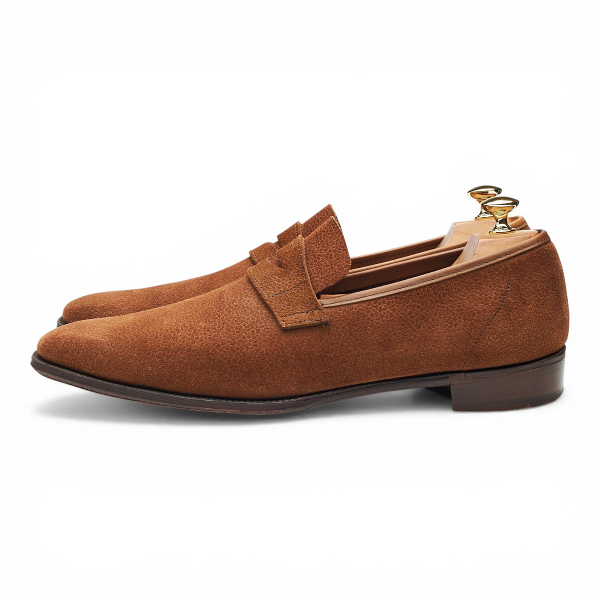 Tan Brown Grain Suede Unlined Loafers UK 10.5 E