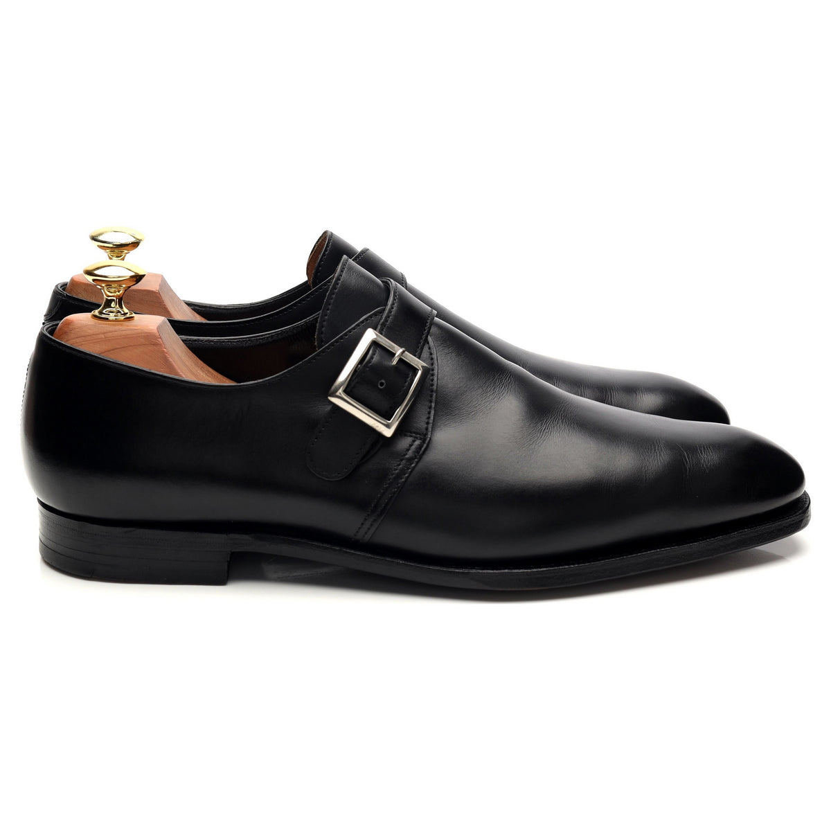 &#39;Savile&#39; Black Leather Monk Strap UK 8 E