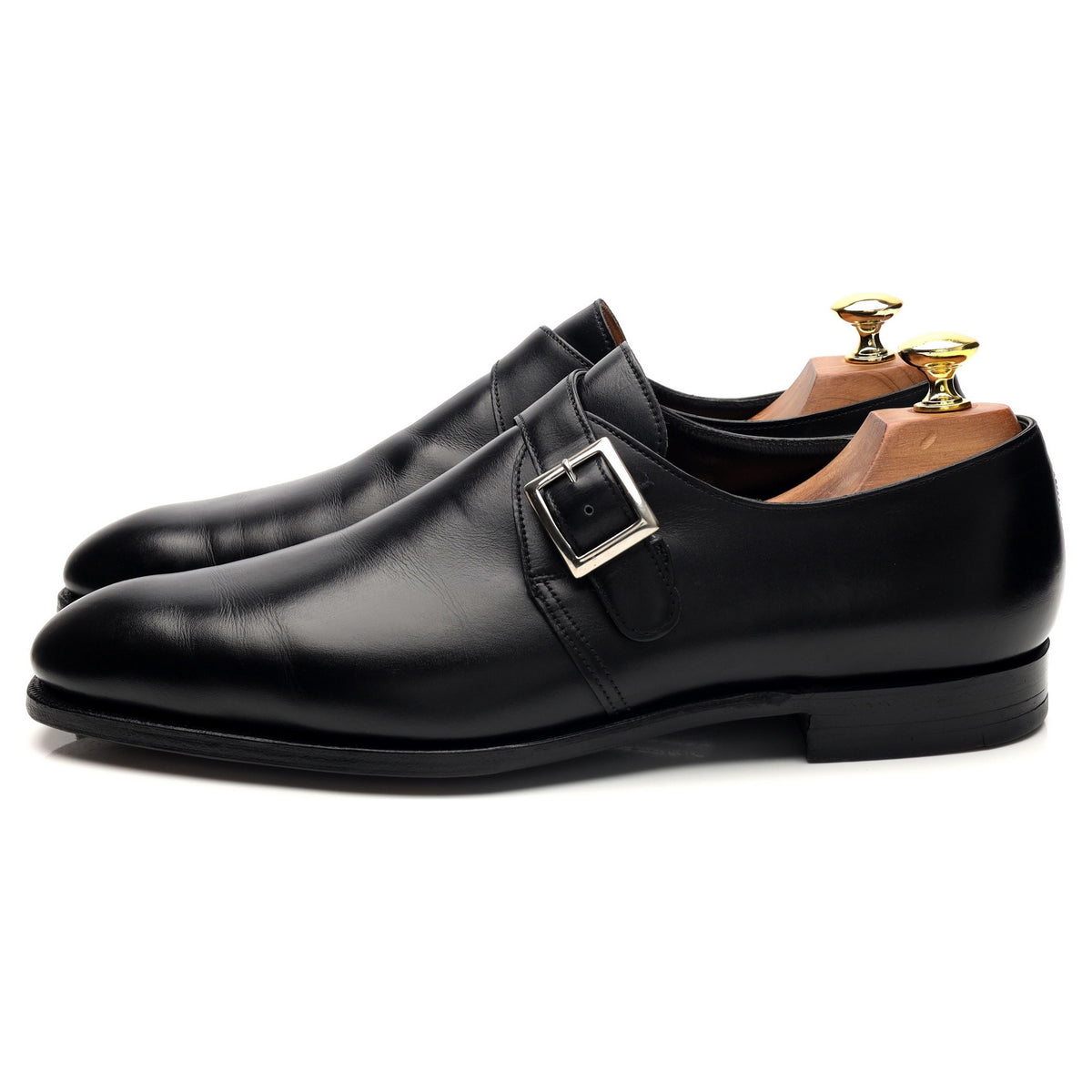 &#39;Savile&#39; Black Leather Monk Strap UK 8 E