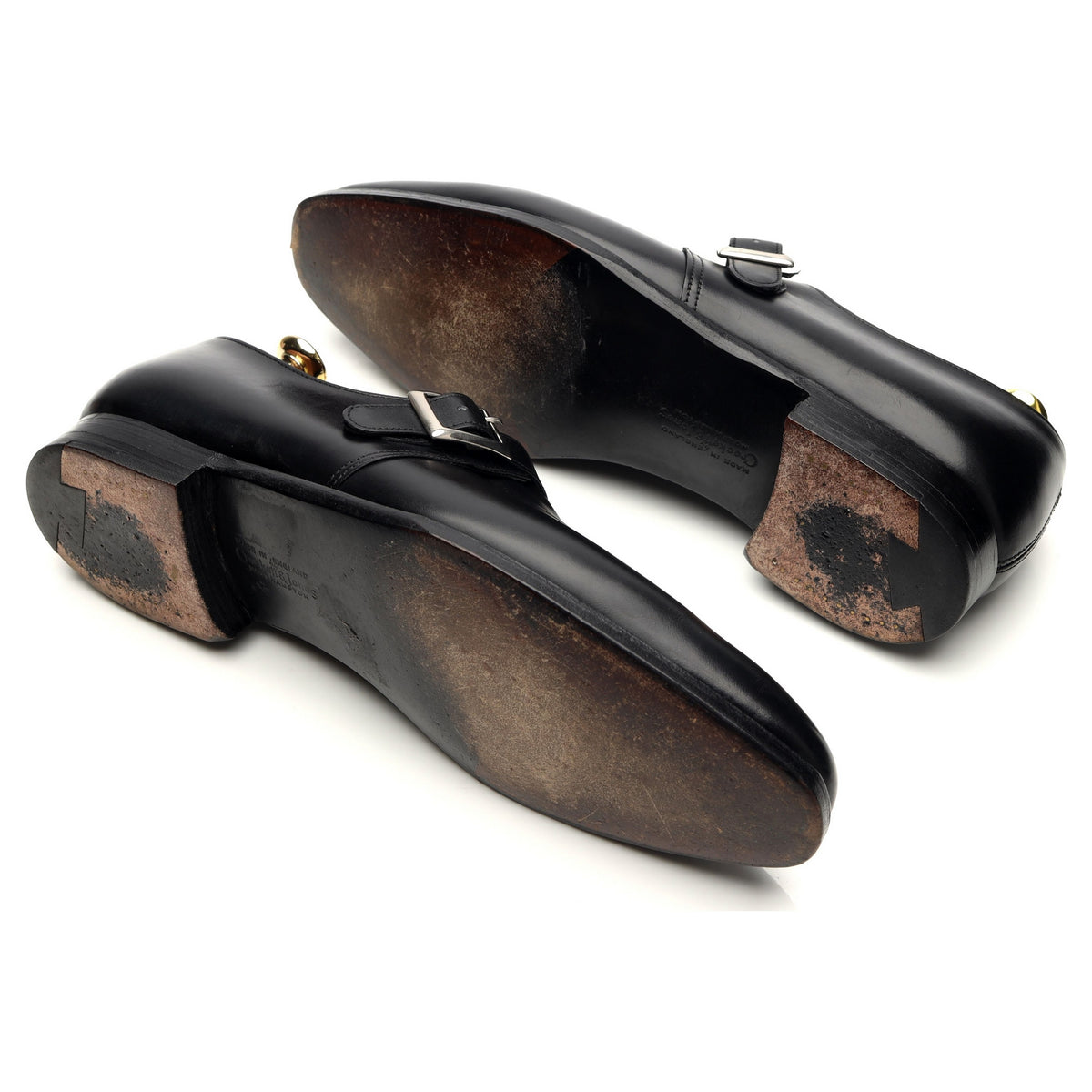 &#39;Savile&#39; Black Leather Monk Strap UK 8 E