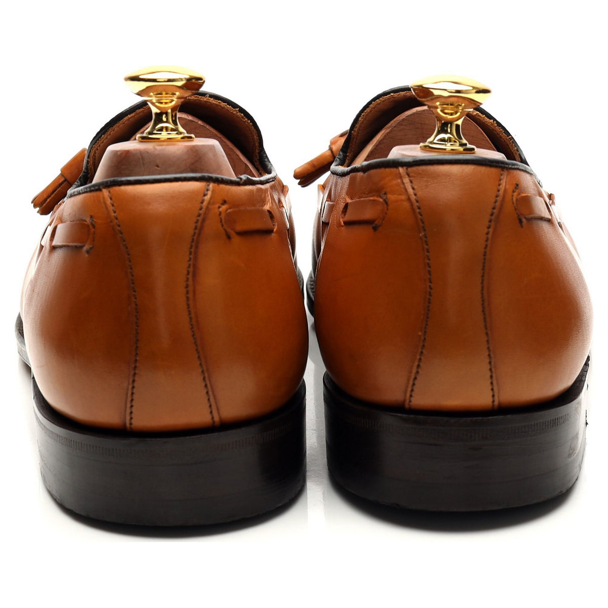 &#39;Lewis&#39; Tan Brown Leather Tassel Loafers UK 10 F