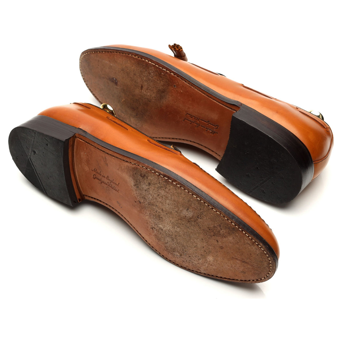 &#39;Lewis&#39; Tan Brown Leather Tassel Loafers UK 10 F