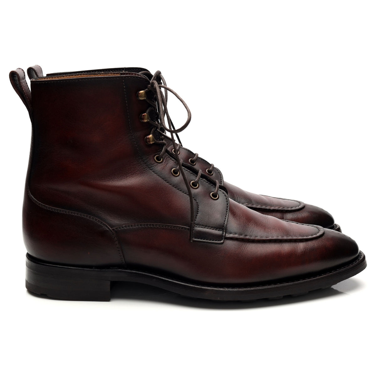 &#39;9380&#39; Burgundy Leather Split Toe Boots UK 7.5 E