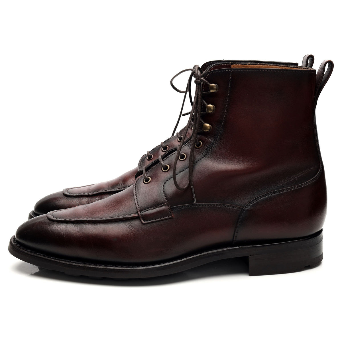 &#39;9380&#39; Burgundy Leather Split Toe Boots UK 7.5 E