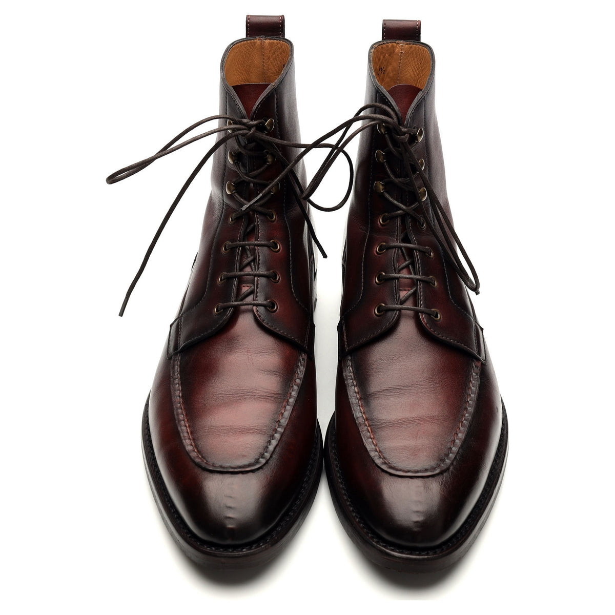 &#39;9380&#39; Burgundy Leather Split Toe Boots UK 7.5 E