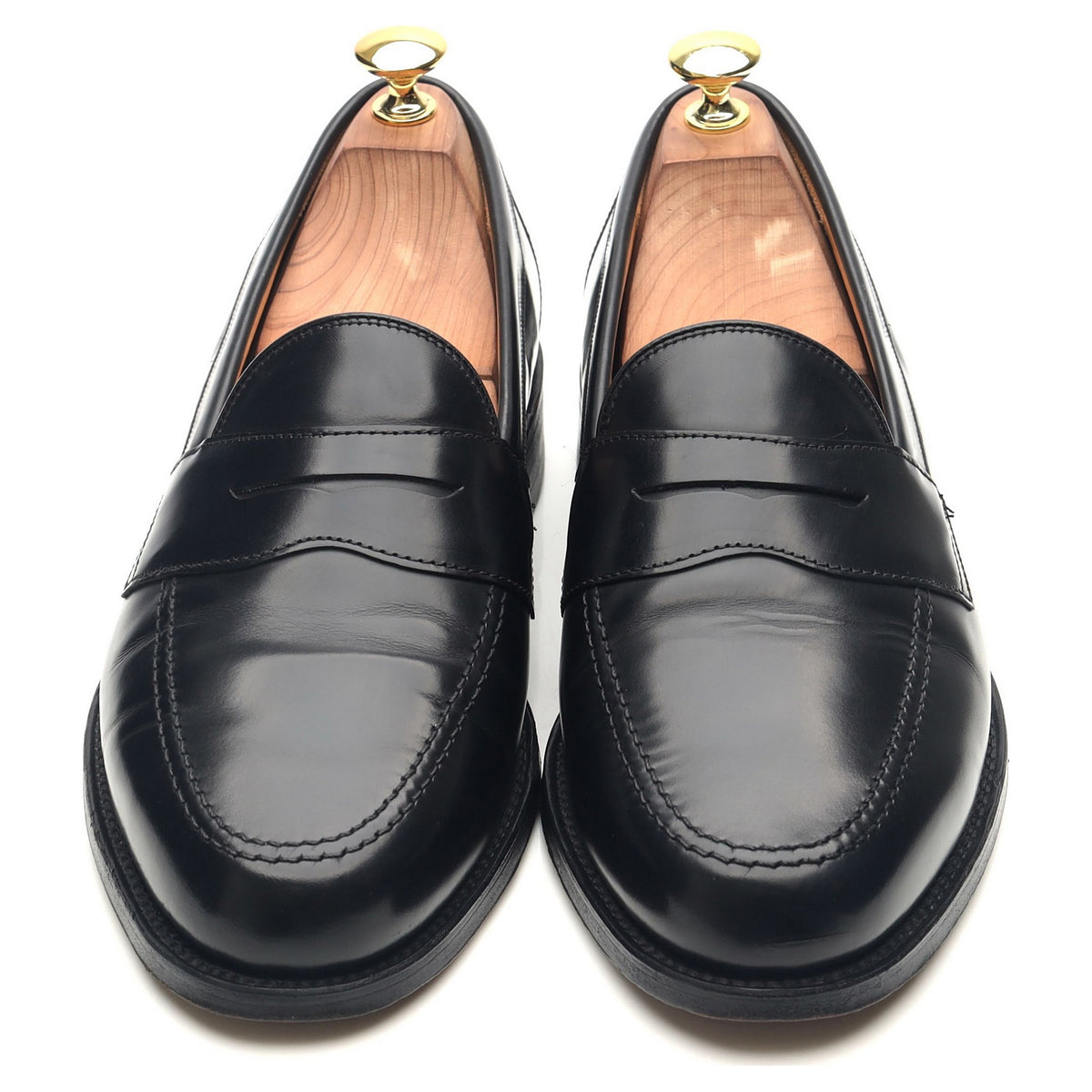 &#39;Eton&#39; Black Leather Loafers UK 8.5 F