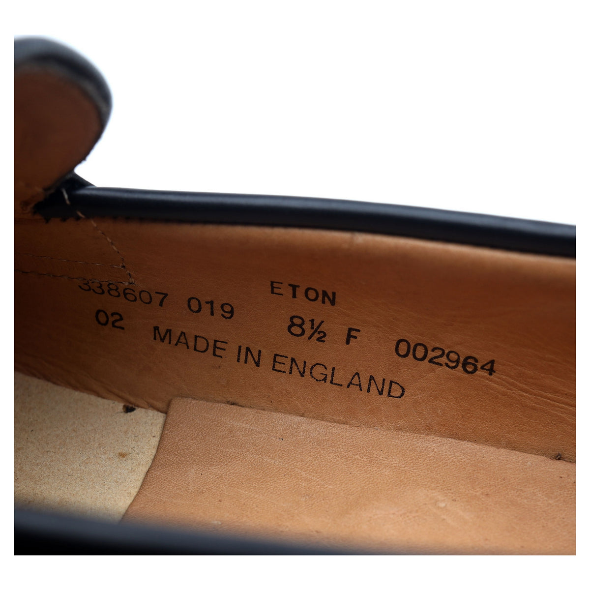 &#39;Eton&#39; Black Leather Loafers UK 8.5 F