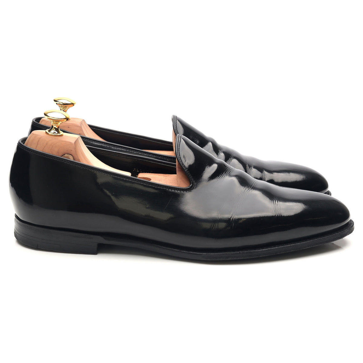 &#39;Albert&#39; Black Patent Leather Slippers UK 11.5 D
