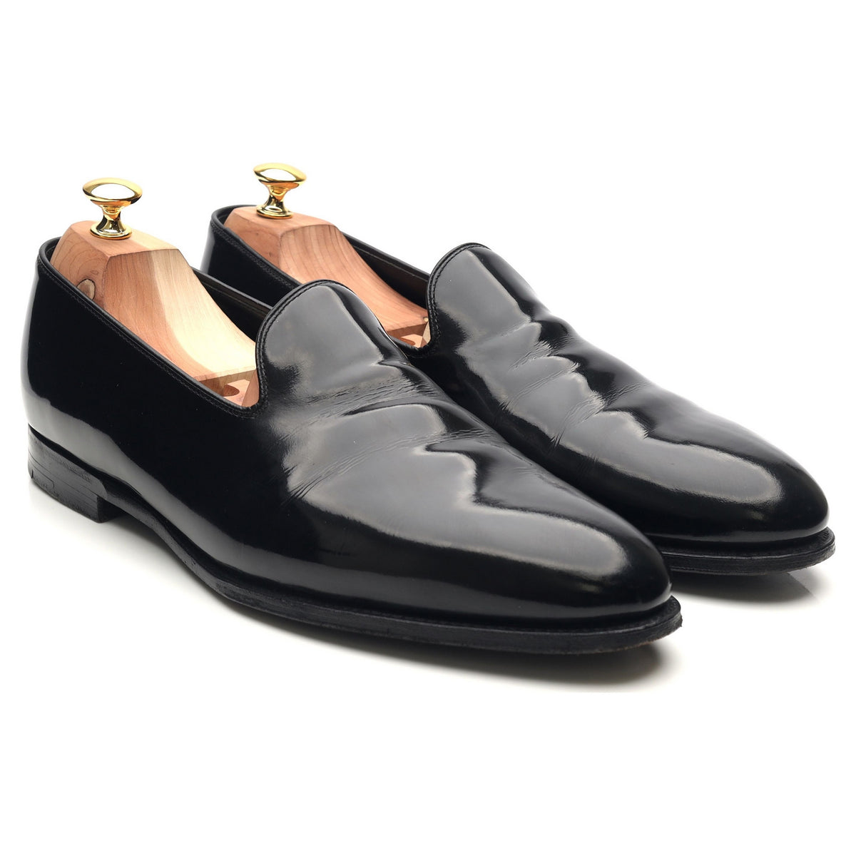 &#39;Albert&#39; Black Patent Leather Slippers UK 11.5 D