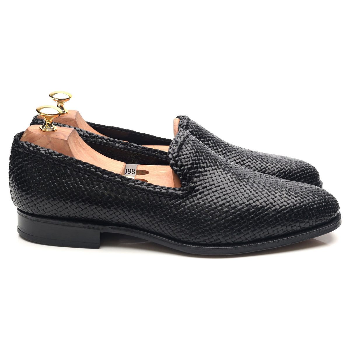 Black Leather Braided Loafers UK 10 EE