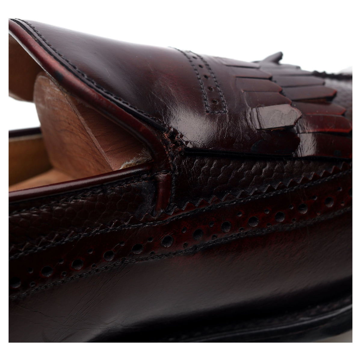 &#39;Ash&#39; Burgundy Leather Fringed Loafers UK 9.5 F