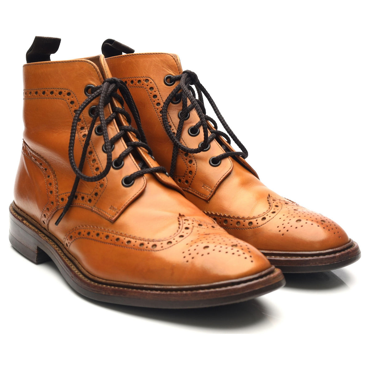 1880 &#39;Burford 2&#39; Tan Brown Leather Brogue Boots UK 7 F