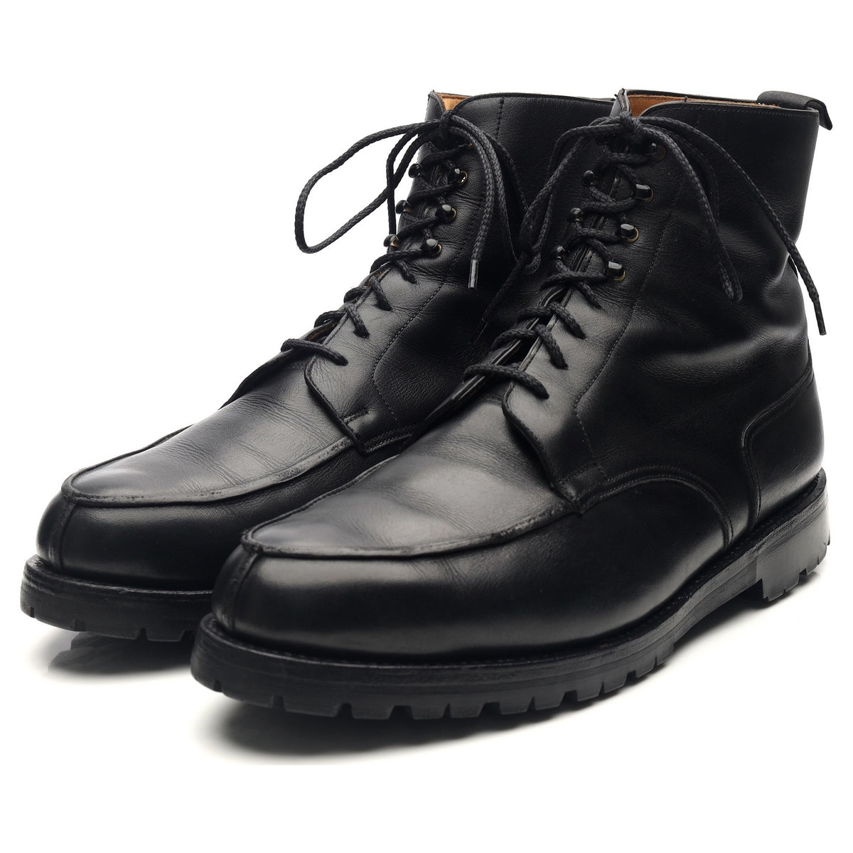 Black Leather Split Toe Boots UK 11 E