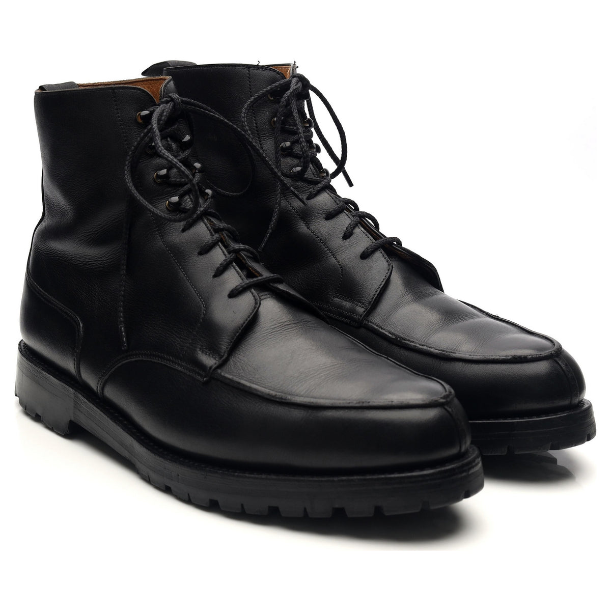Black Leather Split Toe Boots UK 11 E