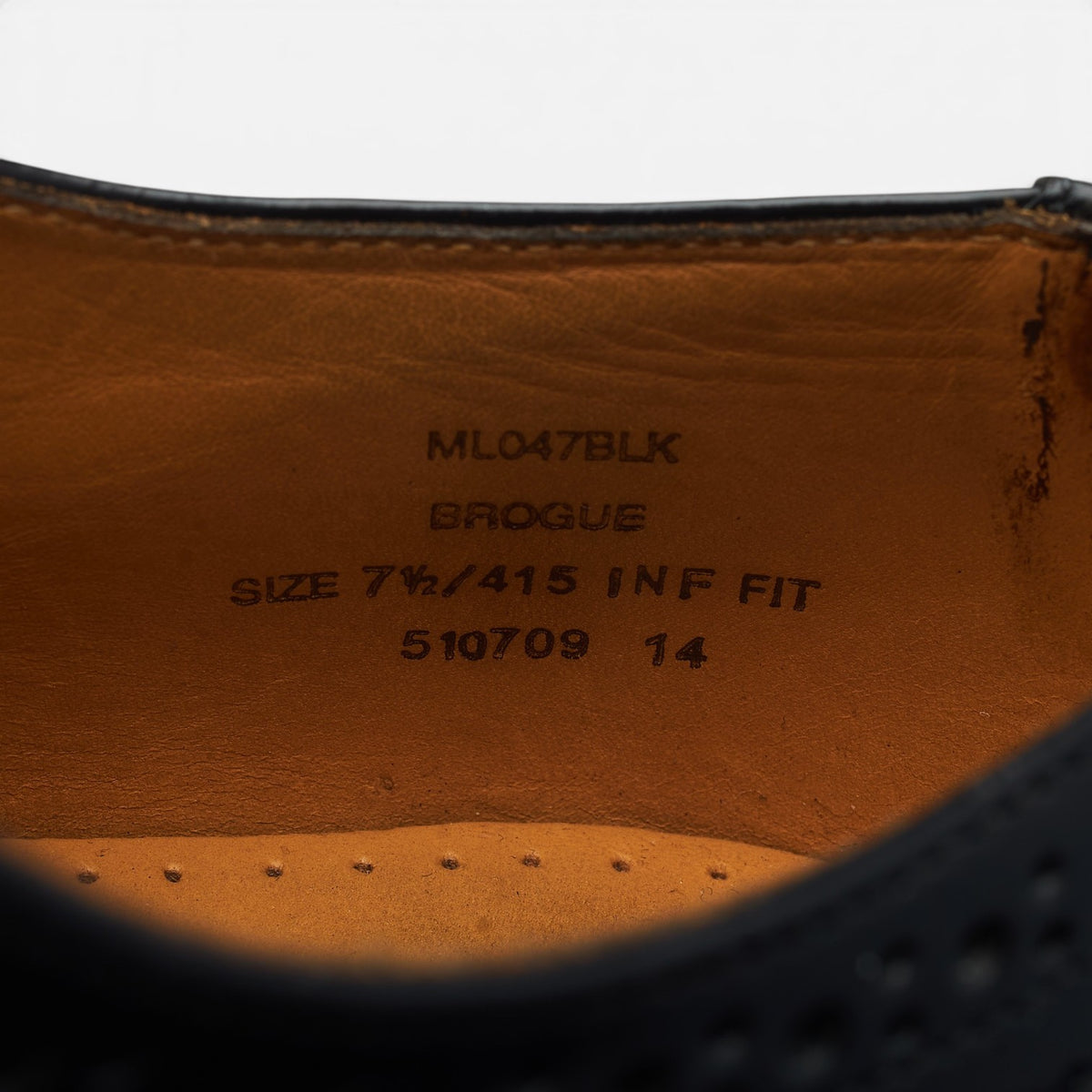 'Brogue' Black Leather Oxford Brogues UK 7.5 F