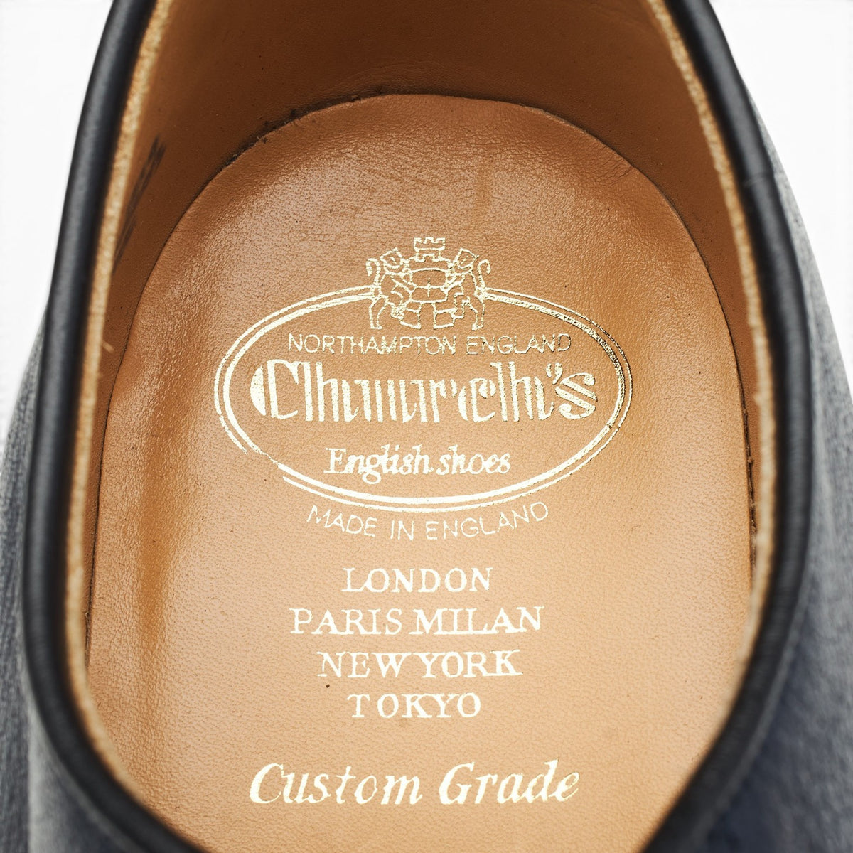 'Bestone' Navy Blue Grain Leather Derby UK 11 G