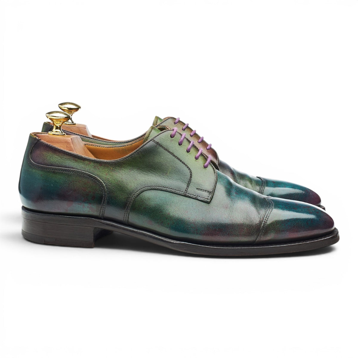 Green Patina Leather Derby UK 7.5 EU 41.5 F