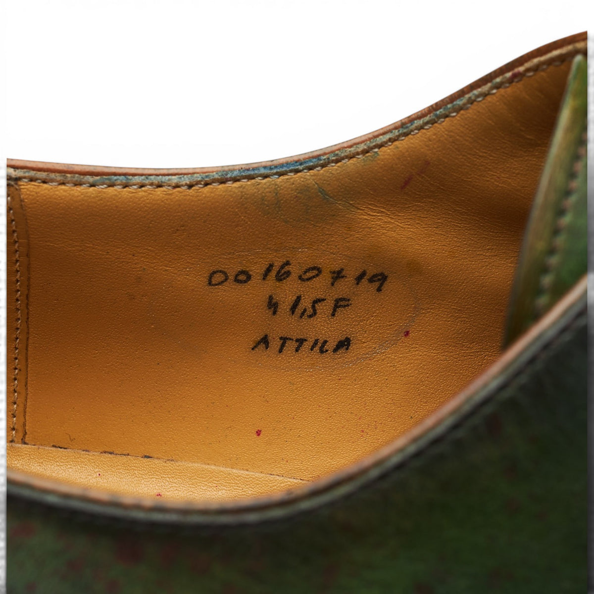 Green Patina Leather Derby UK 7.5 EU 41.5 F
