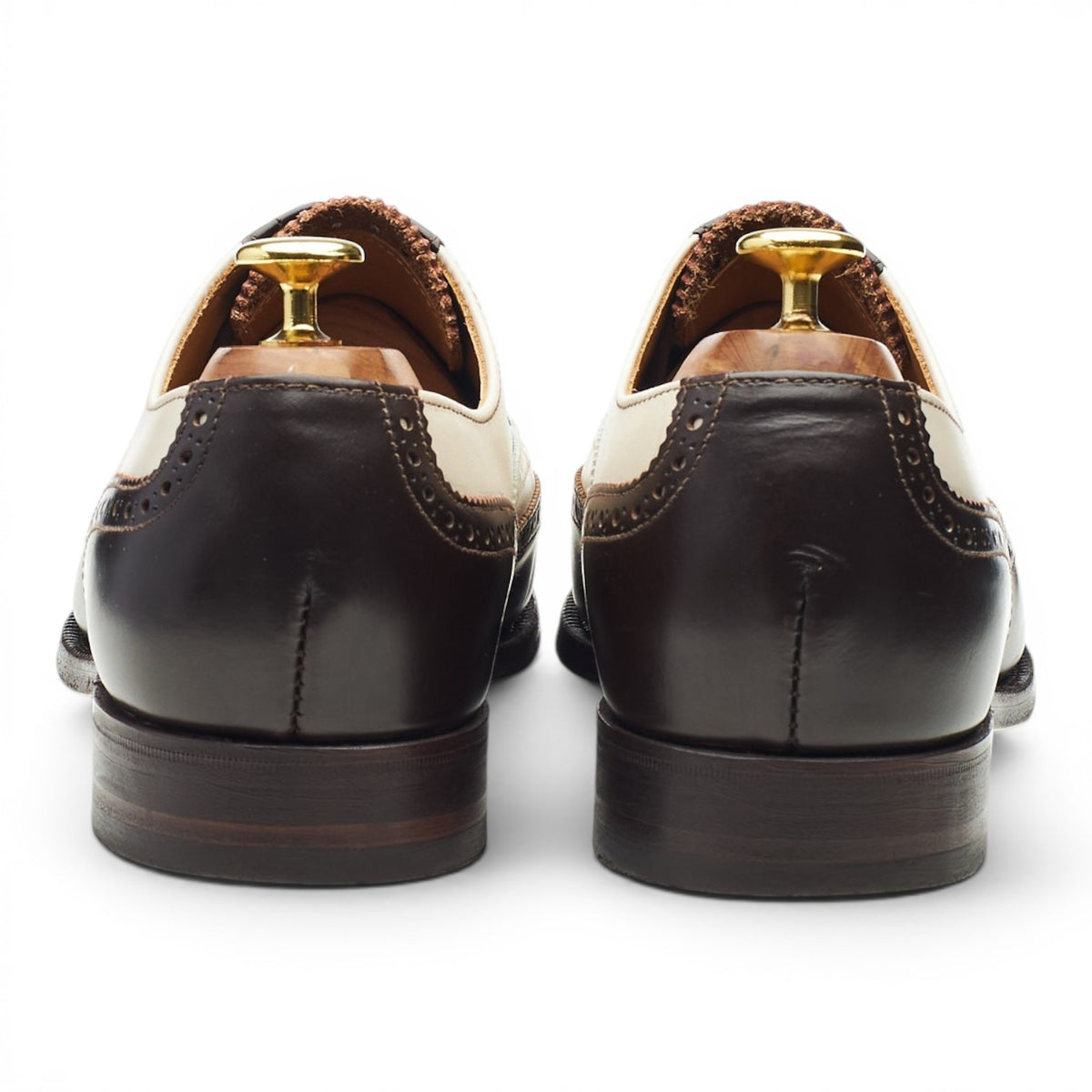 'Melly' Dark Brown & Cream Leather Oxford Spectator Brogues UK 8 F