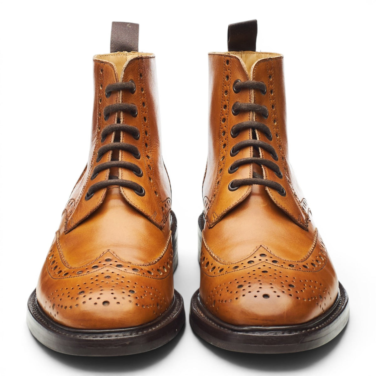 'Harrison' Tan Brown Leather Brogues Boots UK 7 F