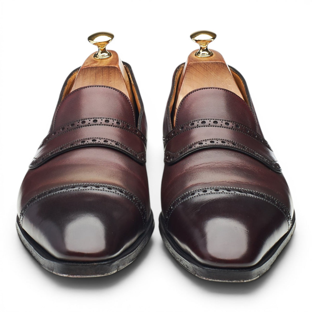 Deco 'Ashby' Burgundy Leather Full Strap Loafers UK 10 E