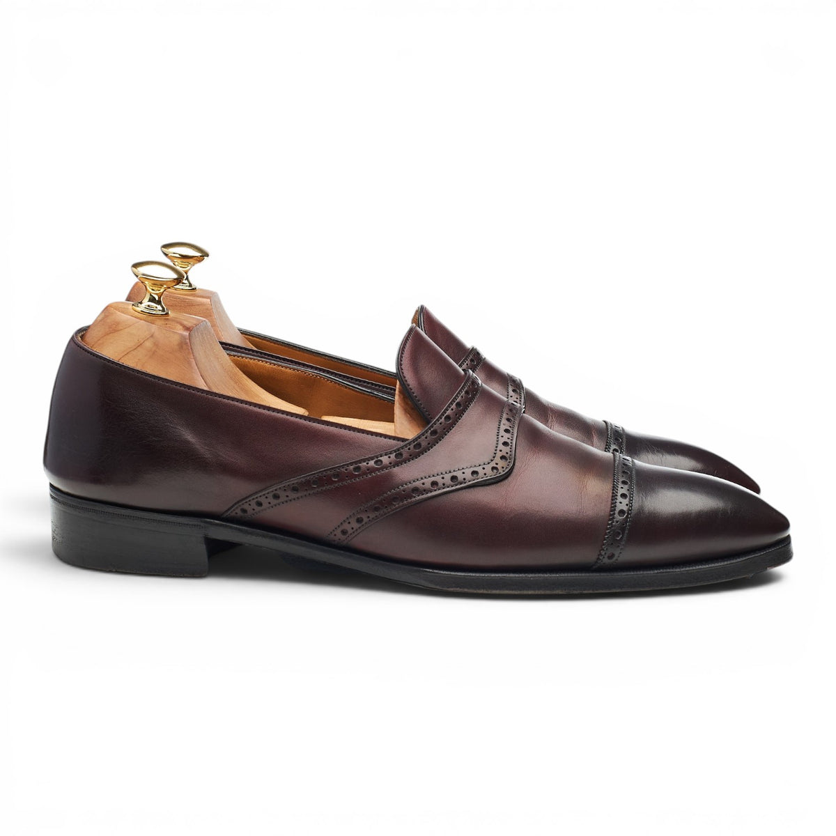 Deco 'Ashby' Burgundy Leather Full Strap Loafers UK 10 E
