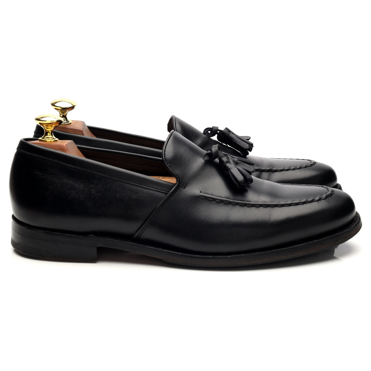 &#39;Ramsden&#39; Black Leather Tassel Loafers UK 7.5 F