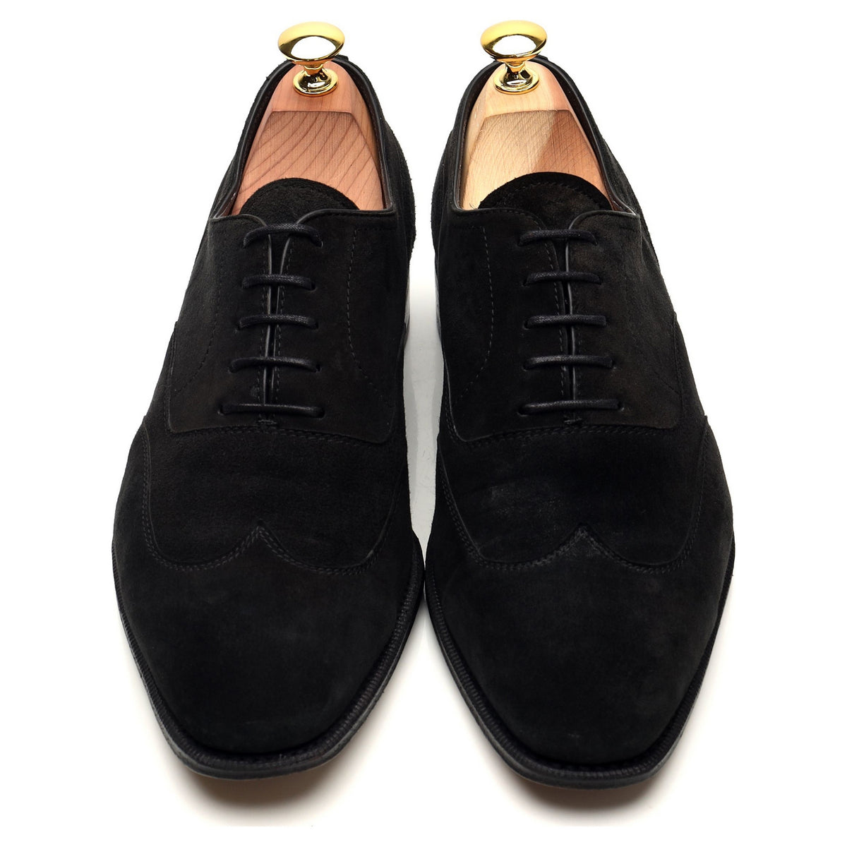 &#39;10098&#39; Black Suede Oxford Austerity Brogue UK 8