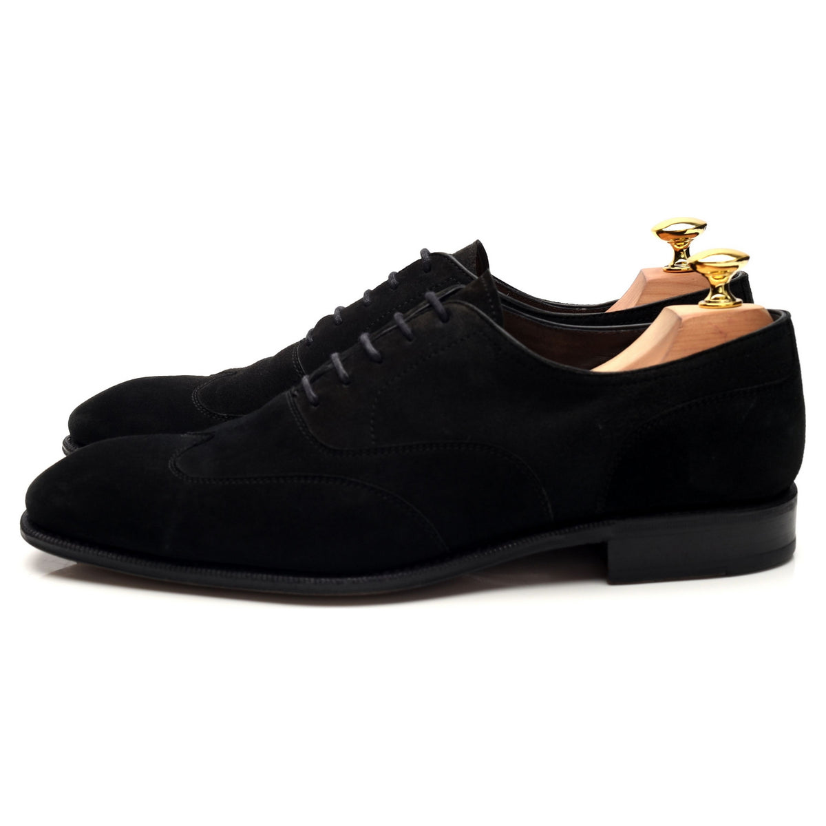 &#39;10098&#39; Black Suede Oxford Austerity Brogue UK 8