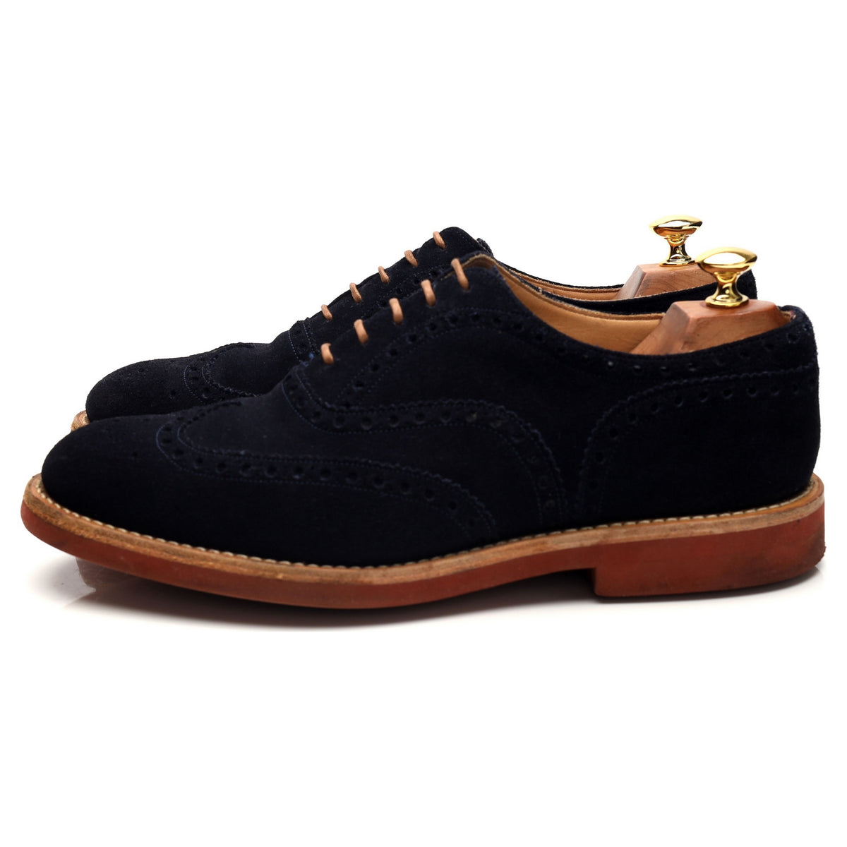 &#39;Downton&#39; Navy Blue Suede Oxford Brogues UK 9 G