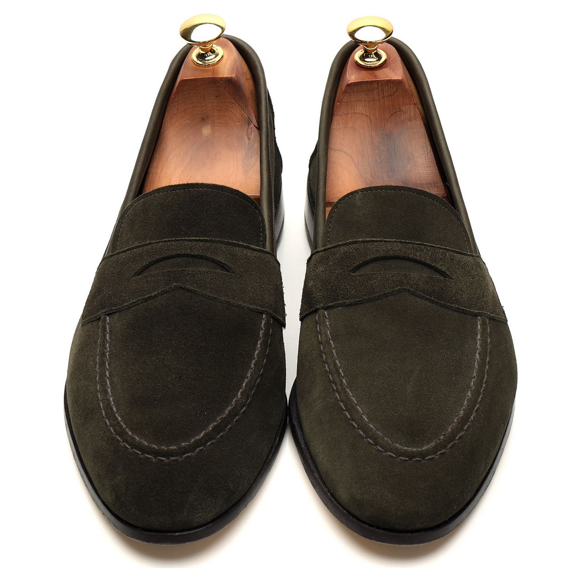 &#39;Toby&#39; Green Suede Unlined Loafers UK 9 F