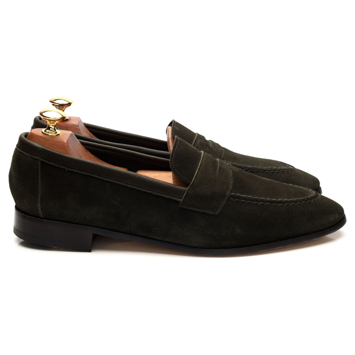&#39;Toby&#39; Green Suede Unlined Loafers UK 9 F