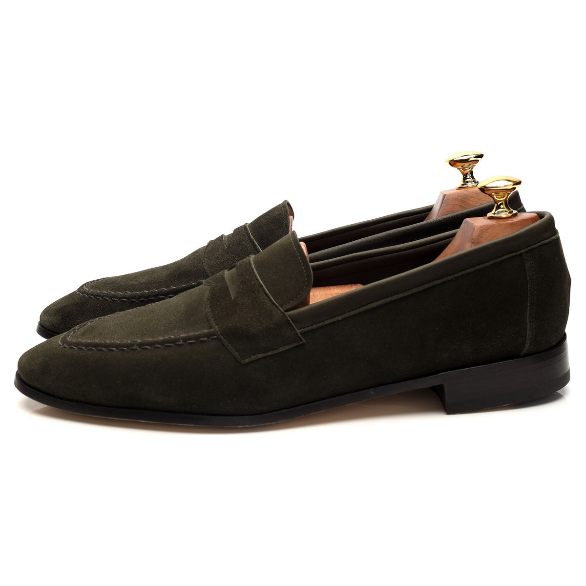 &#39;Toby&#39; Green Suede Unlined Loafers UK 9 F