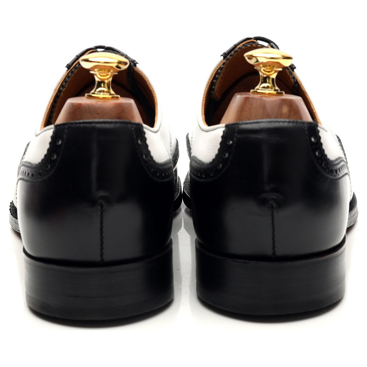 &#39;George&#39; Black White Leather Spectator Brogues UK 9 F