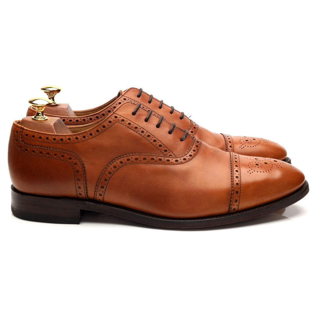 &#39;Somerton&#39; Tan Brown Leather Oxford Brogues UK 9 F