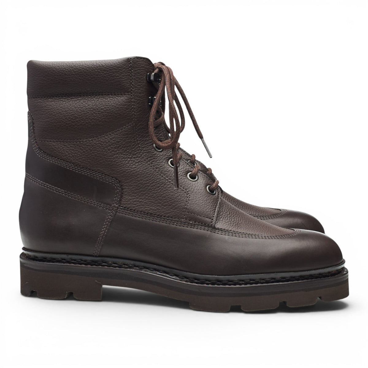 'Peak' Dark Brown Waxy Grain Leather Boots UK 6 E