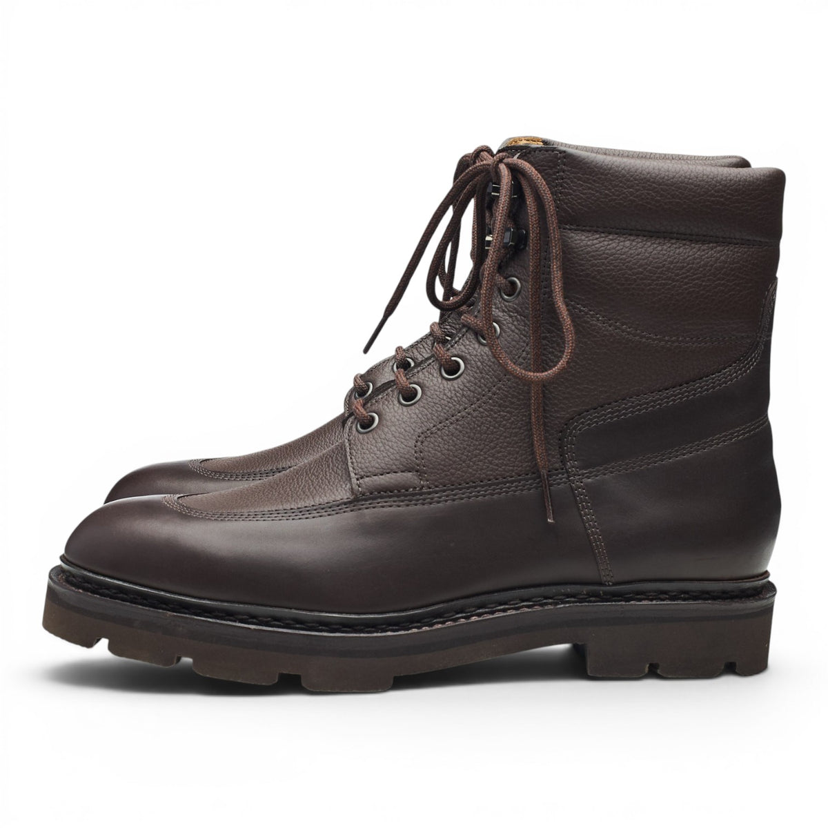 'Peak' Dark Brown Waxy Grain Leather Boots UK 6 E