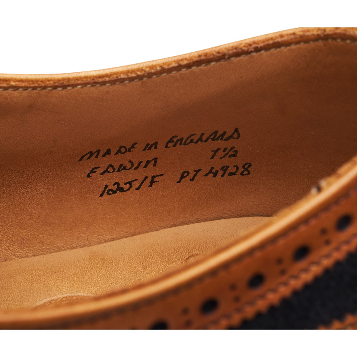 'Edwin' Tan Brown Leather and Navy Blue Suede Oxford Brogues UK 7.5 F